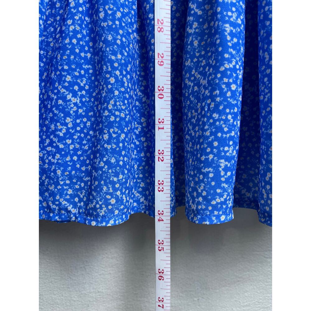 Missguided Blue Floral Flowy Mini Dress Size 8 Medium Bell Sleeve Boho - Picture 9 of 10